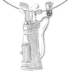 Sterling Silver Golf Bag Pendant (Rhodium or Yellow Gold-plated)