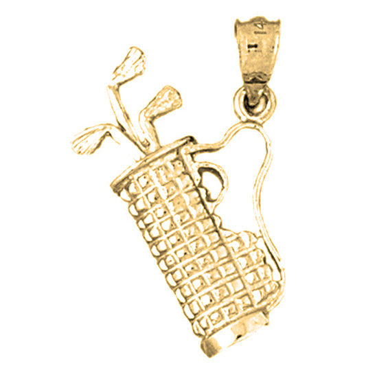 Yellow Gold-plated Silver Golf Bag Pendant