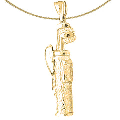 Sterling Silver Golf Bag Pendant (Rhodium or Yellow Gold-plated)