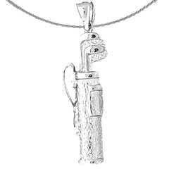 Sterling Silver Golf Bag Pendant (Rhodium or Yellow Gold-plated)