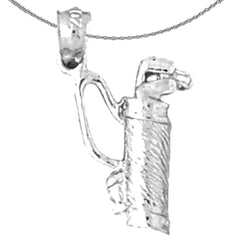 Sterling Silver Golf Bag Pendant (Rhodium or Yellow Gold-plated)