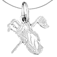 Sterling Silver Golf Bag Pendant (Rhodium or Yellow Gold-plated)