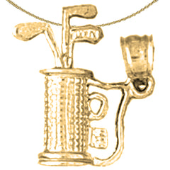 Colgante de bolsa de golf de plata de ley (bañado en rodio o oro amarillo)