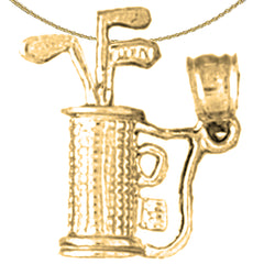 Sterling Silver Golf Bag Pendant (Rhodium or Yellow Gold-plated)