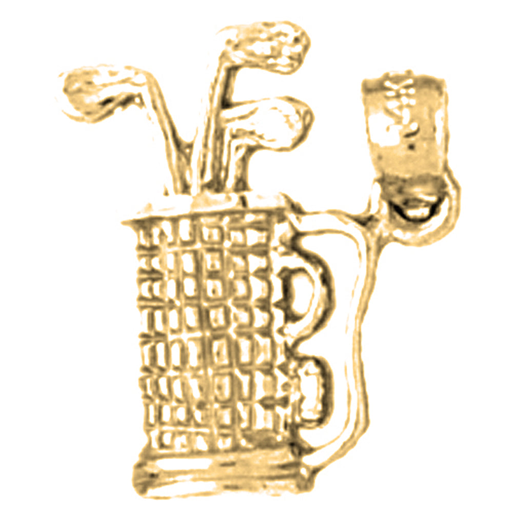 Yellow Gold-plated Silver 3D Golf Bag Pendant