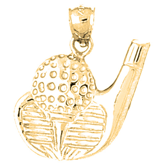 Yellow Gold-plated Silver Golf Ball And Putter Pendant