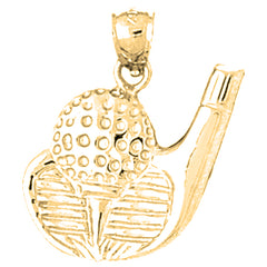 Yellow Gold-plated Silver Golf Ball And Putter Pendant