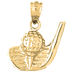 Yellow Gold-plated Silver Golf Ball And Putter Pendant