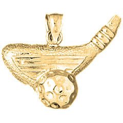 Yellow Gold-plated Silver Golf Ball And Putter Pendant