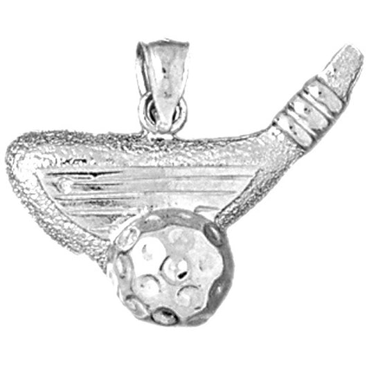 Sterling Silver Golf Ball And Putter Pendant