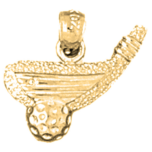 Yellow Gold-plated Silver Golf Ball And Putter Pendant