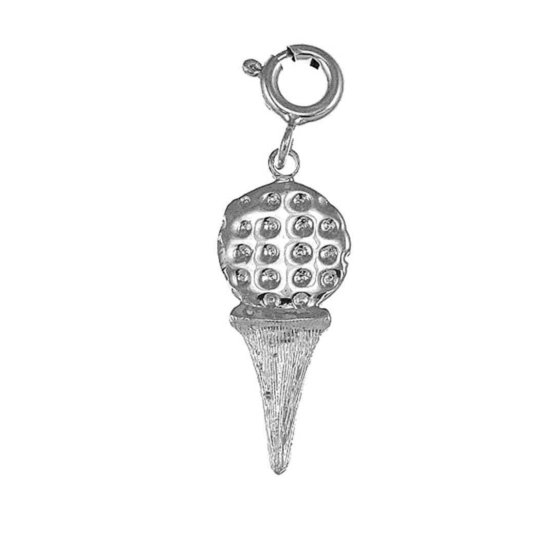 Sterling Silver Golf Ball On Tee Pendant