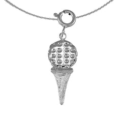 Anhänger „Golfball auf Tee“ aus Sterlingsilber (rhodiniert oder gelbvergoldet)