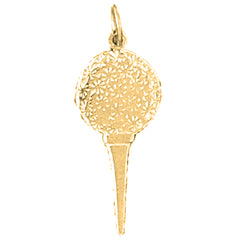 Yellow Gold-plated Silver Golf Ball On Tee Pendant