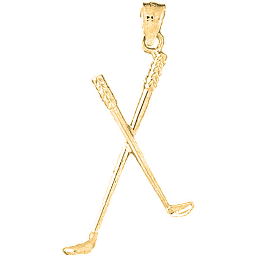 Yellow Gold-plated Silver 3D Golf Club Pendant