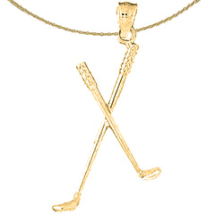 Sterling Silver 3D Golf Club Pendant (Rhodium or Yellow Gold-plated)