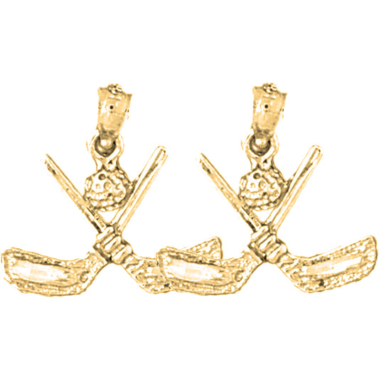 Yellow Gold-plated Silver 18mm 3D Golf Club Earrings