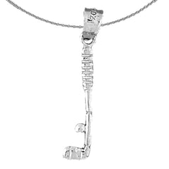 Sterling Silver Golf Club Pendant (Rhodium or Yellow Gold-plated)