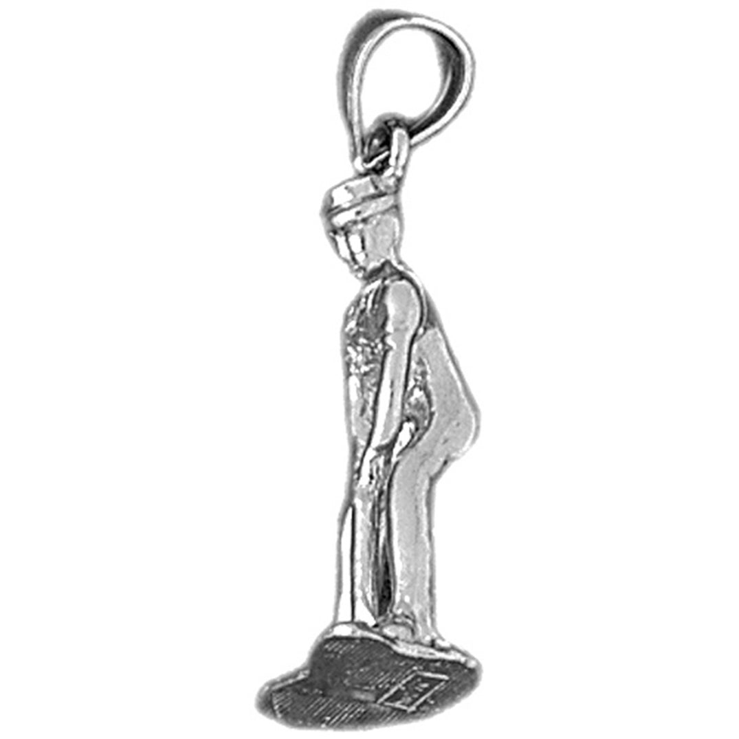 Sterling Silver 3D Golfer Pendant