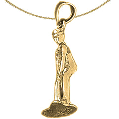 Sterling Silver 3D Golfer Pendant (Rhodium or Yellow Gold-plated)