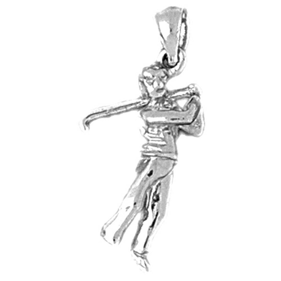 Sterling Silver 3D Golfer Pendant