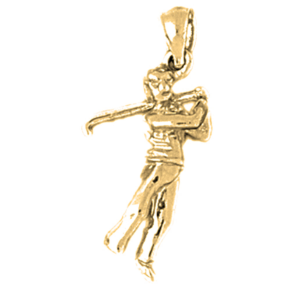 Yellow Gold-plated Silver 3D Golfer Pendant