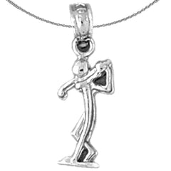 Sterling Silver Golfer Pendant (Rhodium or Yellow Gold-plated)