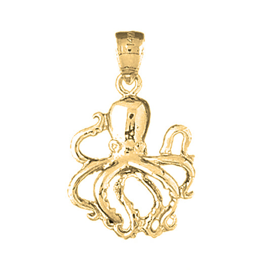Yellow Gold-plated Silver Octopus Pendant