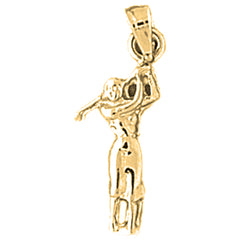 Yellow Gold-plated Silver Golfer Pendant