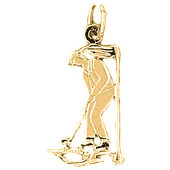 Yellow Gold-plated Silver Golfer Pendant