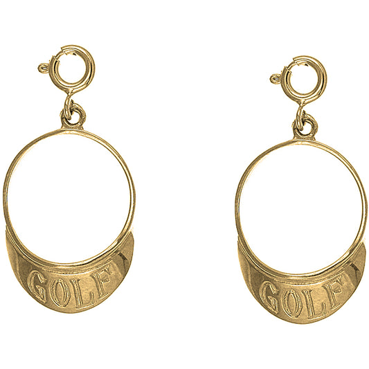 Yellow Gold-plated Silver 31mm Golf Visor Earrings