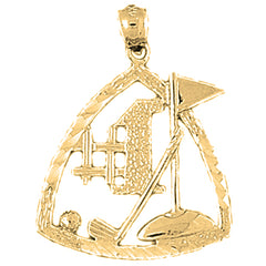Yellow Gold-plated Silver #1 Golf Pendant
