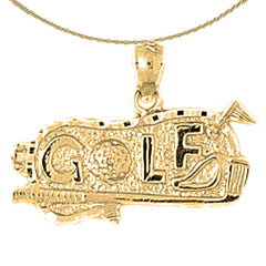 Sterling Silver Golf Logo Pendant (Rhodium or Yellow Gold-plated)