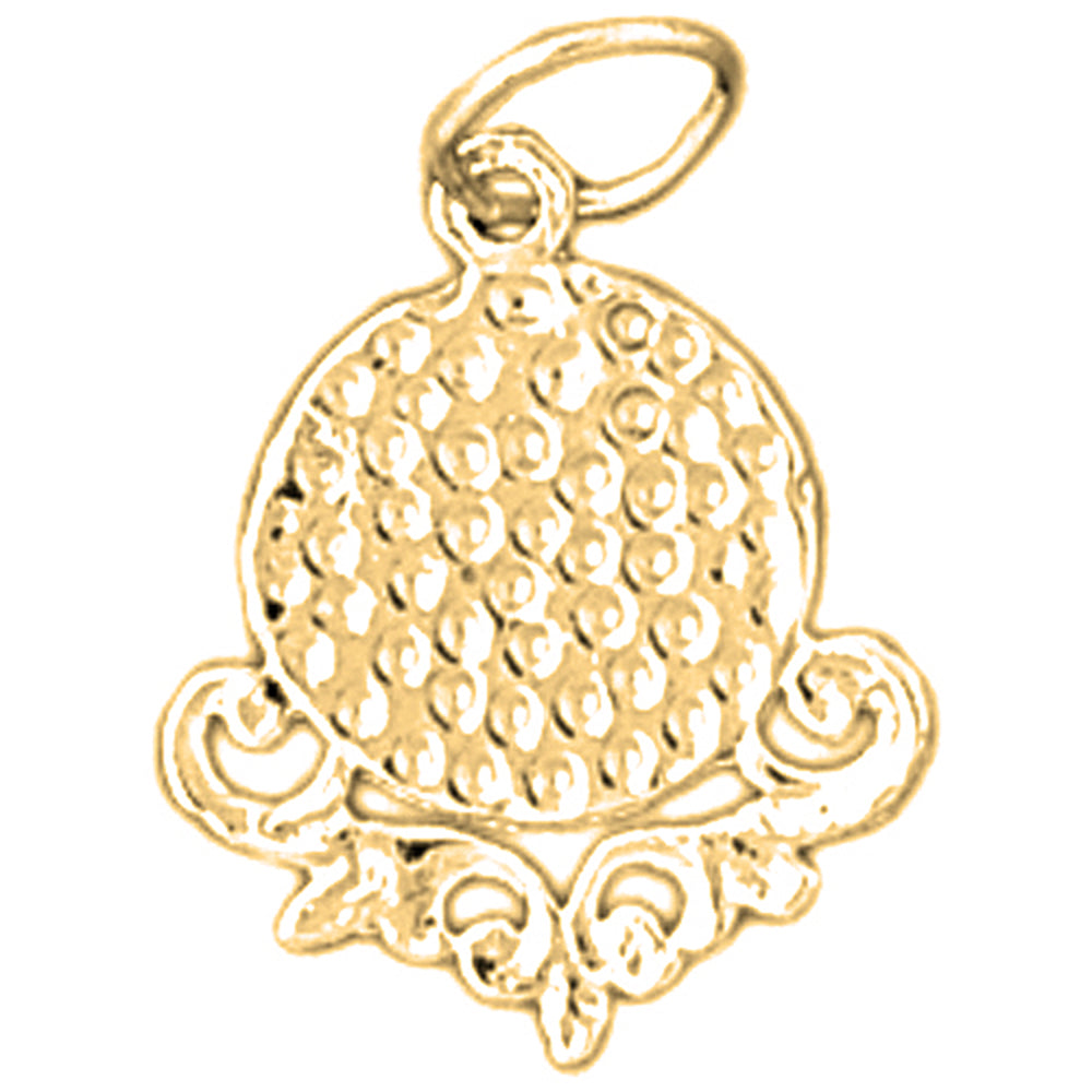 Yellow Gold-plated Silver Golf Ball Pendant