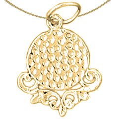 Sterling Silver Golf Ball Pendant (Rhodium or Yellow Gold-plated)