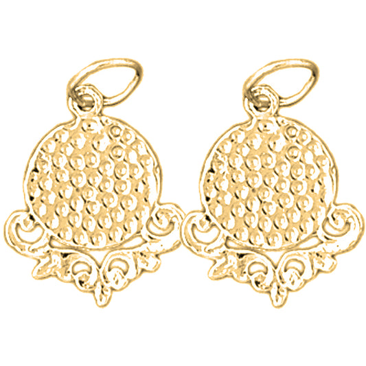Yellow Gold-plated Silver 18mm Golf Ball Earrings