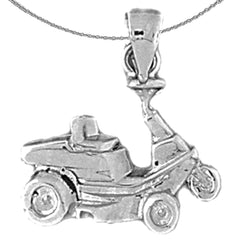 Sterling Silver Golf Cart Pendant (Rhodium or Yellow Gold-plated)