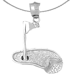 Sterling Silver Golf Course Pendant (Rhodium or Yellow Gold-plated)
