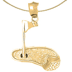 Sterling Silver Golf Course Pendant (Rhodium or Yellow Gold-plated)