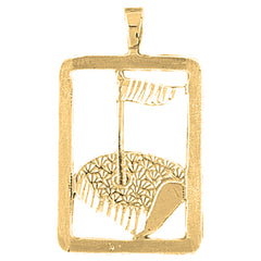 Yellow Gold-plated Silver Golf Course Pendant