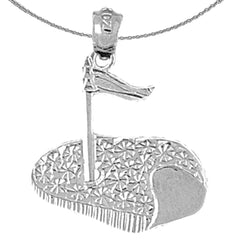 Sterling Silver Golf Course Pendant (Rhodium or Yellow Gold-plated)