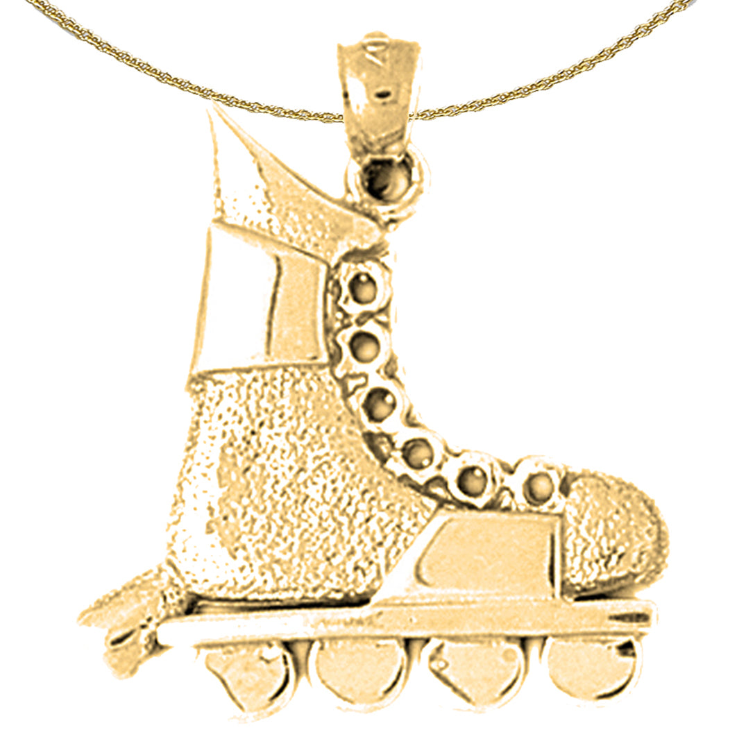 Sterling Silver Roller Blades Pendant (Rhodium or Yellow Gold-plated)