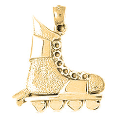 Yellow Gold-plated Silver Roller Blades Pendant