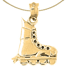 Sterling Silver Roller Blades Pendant (Rhodium or Yellow Gold-plated)