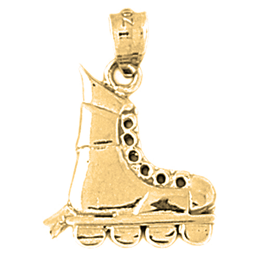 Yellow Gold-plated Silver Roller Blades Pendant