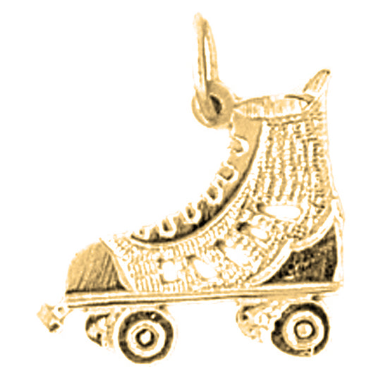 Yellow Gold-plated Silver Roller Skates Pendant