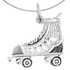 Sterling Silver Roller Skates Pendant (Rhodium or Yellow Gold-plated)