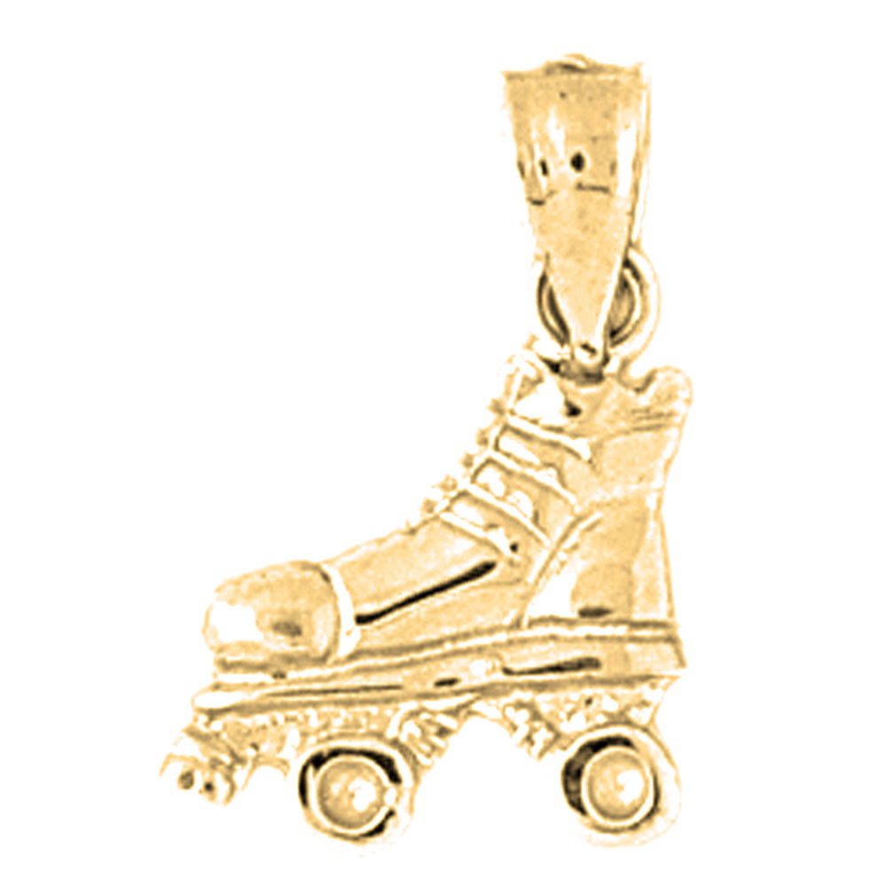Yellow Gold-plated Silver Roller Skates Pendant