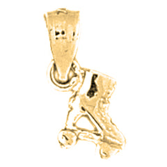 Yellow Gold-plated Silver 3D Roller Skates Pendant