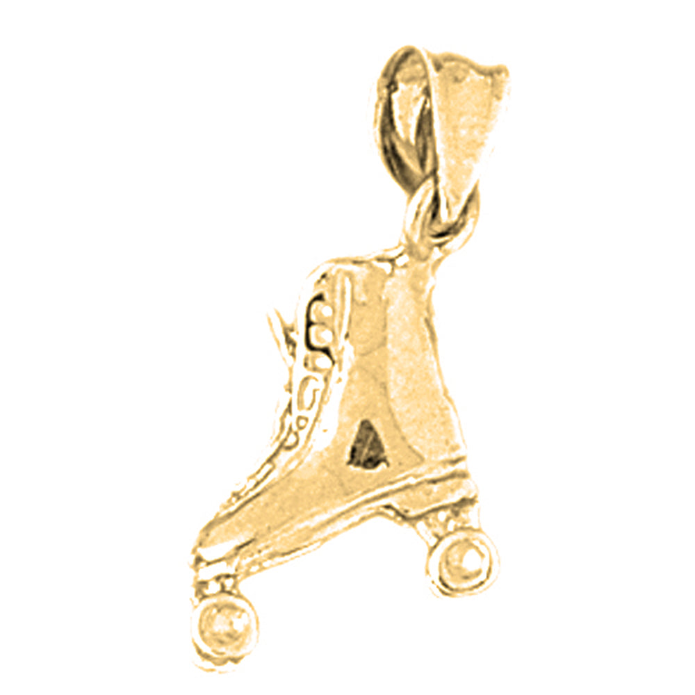 Yellow Gold-plated Silver 3D Roller Skates Pendant